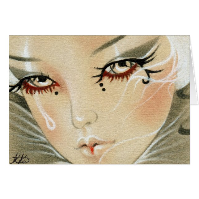 Traurige Spaßvogelteardrop-Karte (Vorderseite (Horizontal))