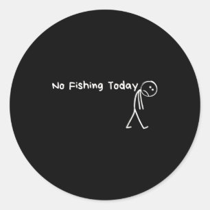 Traurige Stäbchenfigur Angler Kein Angeln Heute Fa Runder Aufkleber