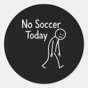 Traurige Stäbchenfigur Fußballfan kein Fußball heu Runder Aufkleber