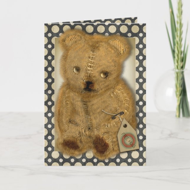 Traurige Vintage Teddy Bären Grüße Karten (Vorderseite)