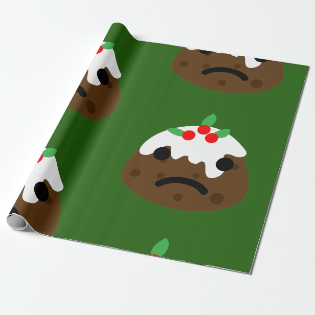 traurige Weihnachtspudding Geschenkpapier (Ungerollt)