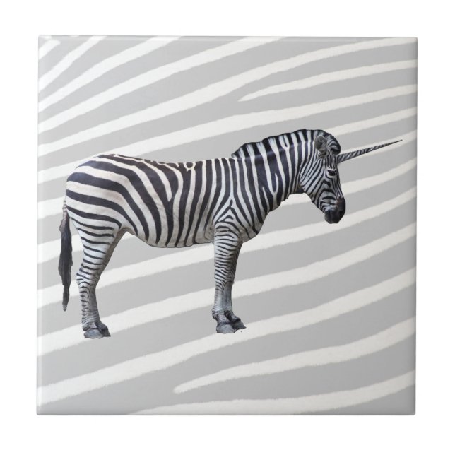 Traurige Zebra-Einhorn-Fliese Fliese (Vorderseite)
