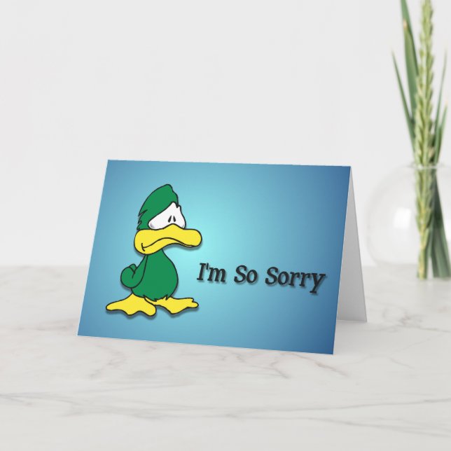 Trauriger Cartoon Duck-I m Sorry card Karte (Vorderseite)