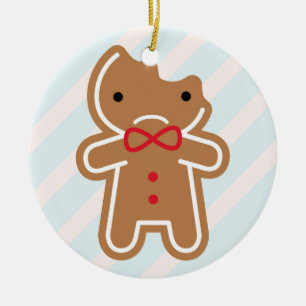 Trauriger gebissener Kawaii Lebkuchen-Mann Keramik Ornament