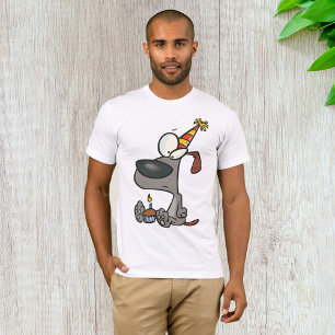 Trauriger Geburtstagshund-Cartoon mit Cupcake T-Shirt