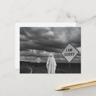 Trauriger Geist am Straßenrand Vergib mir Postkarte