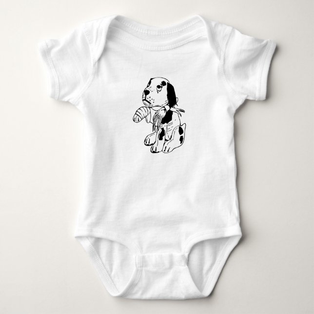 Trauriger Hund mit gebrochenem Bauch Baby Strampler (Vorderseite)
