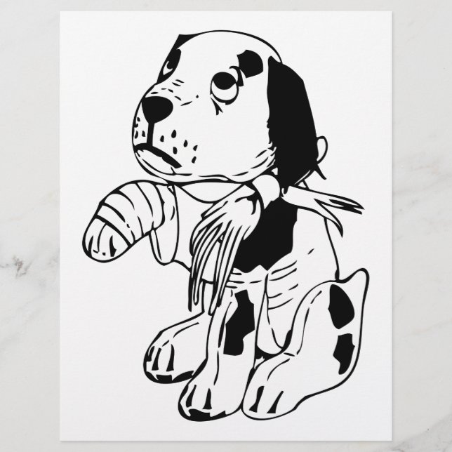 Trauriger Hund mit gebrochenem Bauch Flyer (Vorne)