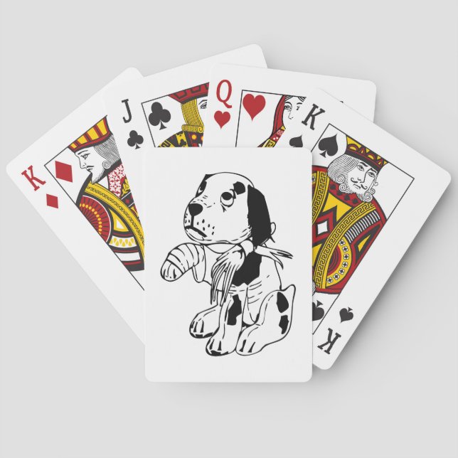 Trauriger Hund mit gebrochenem Bauch Spielkarten (Rückseite)