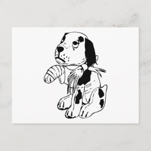 Trauriger Hund mit gebrochenem Bein Postkarte