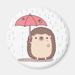 Trauriger Igel mit Regenschirm Magnet