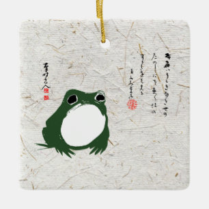 Trauriger japanischer Frosch Toad im 19. Jahrhunde Keramikornament
