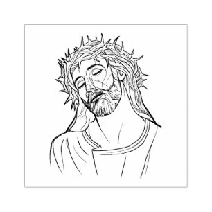 Trauriger Jesus Crown of Thorns Gummistempel