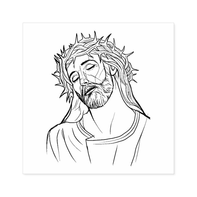 Trauriger Jesus Crown of Thorns Gummistempel (Prägung)