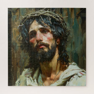 Trauriger Jesus in Krone Puzzle