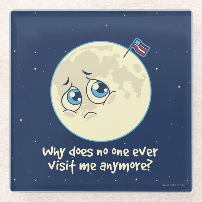 Trauriger Mond Glasuntersetzer (Vorderseite)