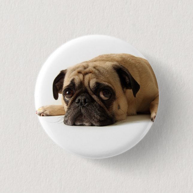 Trauriger Mops Button (Vorderseite)