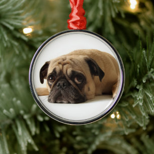 Trauriger Mops Ornament Aus Metall
