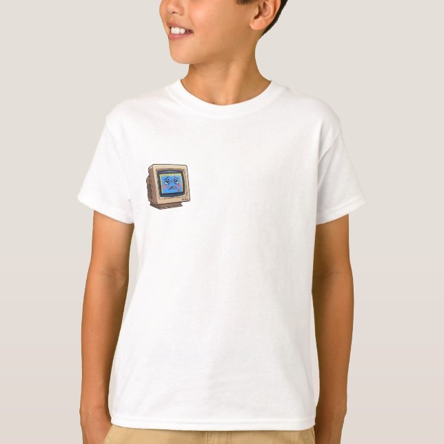 Trauriger Retro-Computerbildschirm für Kinder T-Shirt (Vorderseite)