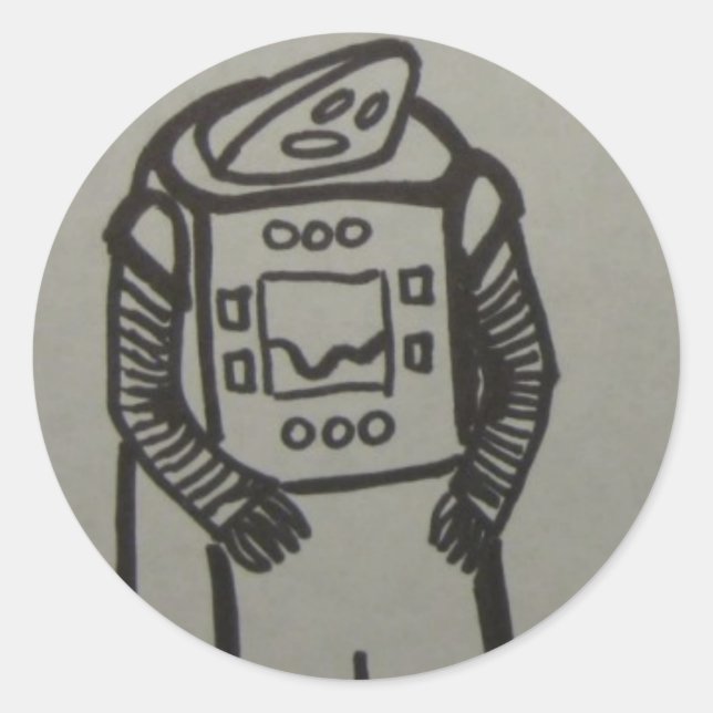 trauriger Roboter Runder Aufkleber (Vorderseite)