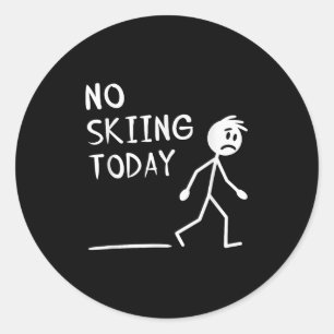 Trauriger Stockmann Kein Skifahren heute am Vatert Runder Aufkleber
