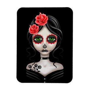 Trauriger Tag des Toten Mädchens auf schwarz Magnet