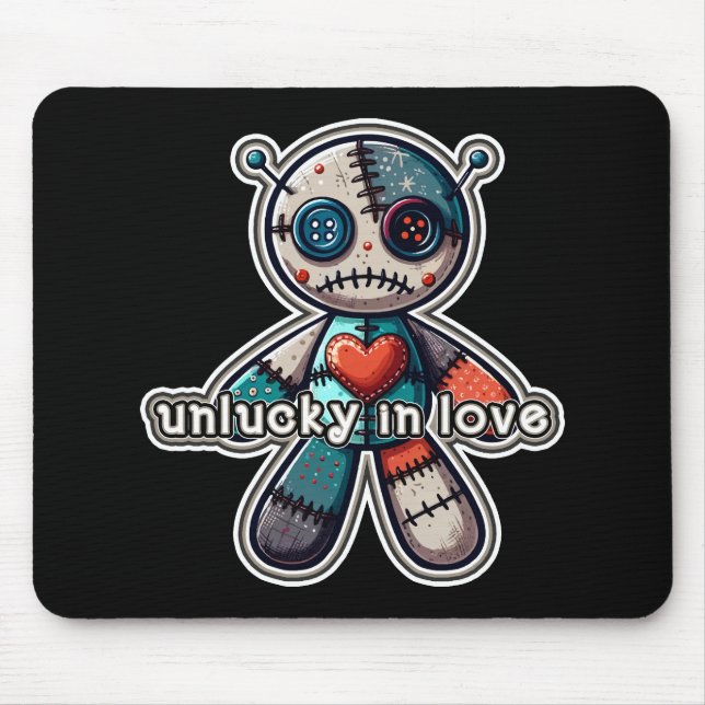 Trauriger VOODOO-Puppenbär UNLUCKY in LIEBE Mousepad (Vorne)