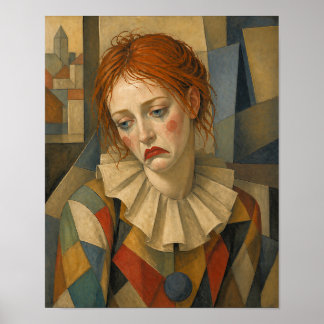 Trauriger weiblicher Clown Poster