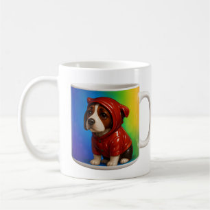 Trauriger Welpe Regenbogen Hoodie Kaffeetasse