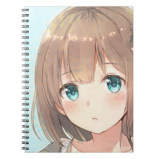 Trauriges braunes Haar smaragdgrüne Augen Anime Ma Notizblock