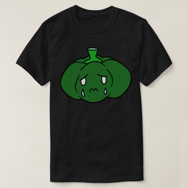 Trauriges Cry Green Bell Pepper T-Shirt (Design vorne)