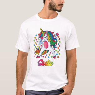 Trauriges Dabbing-Einhorn-Regenbogen-Personalisier T-Shirt