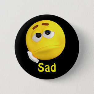 Trauriges Emoji Emoticon-Cartoon-Gesicht Button