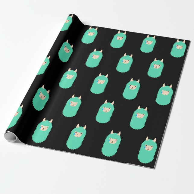 Trauriges Emoji Lama Geschenkpapier (Ungerollt)