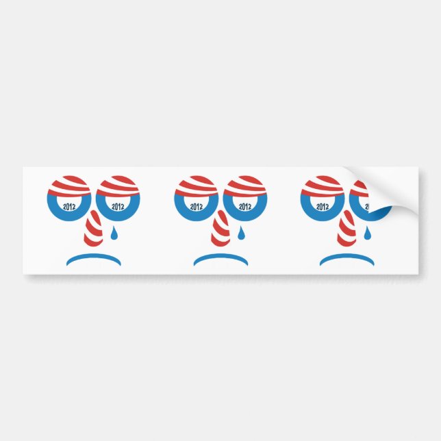 Trauriges Gesicht Obama 2012 Autoaufkleber (Vorne)