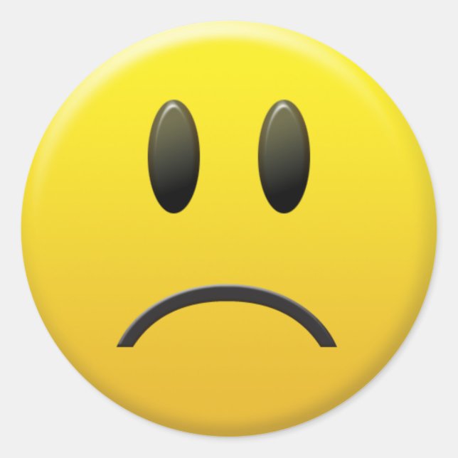 trauriges Gesicht Runder Aufkleber (Vorderseite)