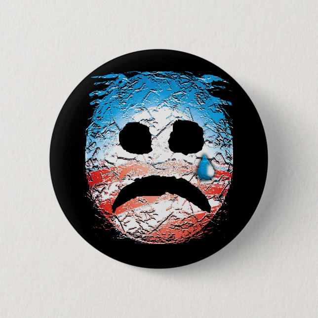 Trauriges Gesichtobama-Logo Button (Vorderseite)