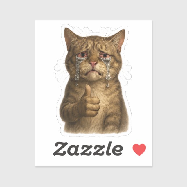 Trauriges Kitty Daumen Hoch Meme Aufkleber (Blatt)