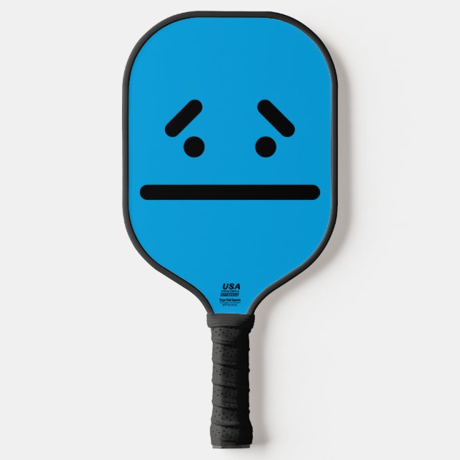 Trauriges leeres Gesicht Blau Pickleball Schläger (Vorderseite)