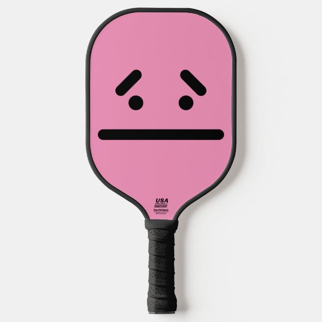 Trauriges leeres Gesicht Hellrosa Pickleball Schläger (Vorderseite)