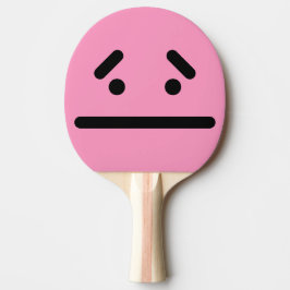 Trauriges leeres Gesicht Hellrosa Ping-Pong-Schläg Tischtennis Schläger