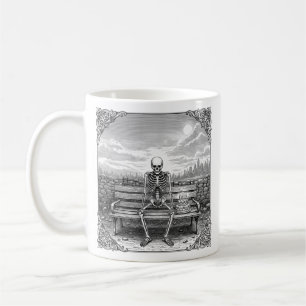 Trauriges Skelett mit Geburtstagskuchen Lustiges G Kaffeetasse