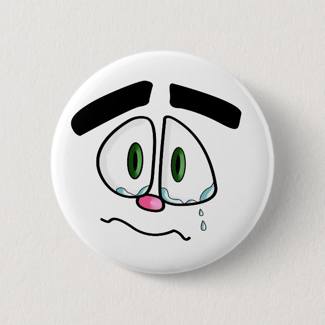Trauriges weinendes Gesicht Button (Vorderseite)
