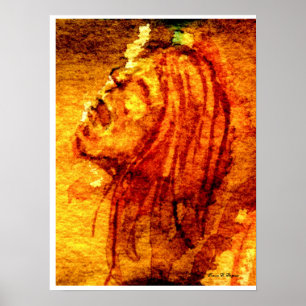 Traurigkeit bei psychischer Gesundheit Aquarellmal Poster