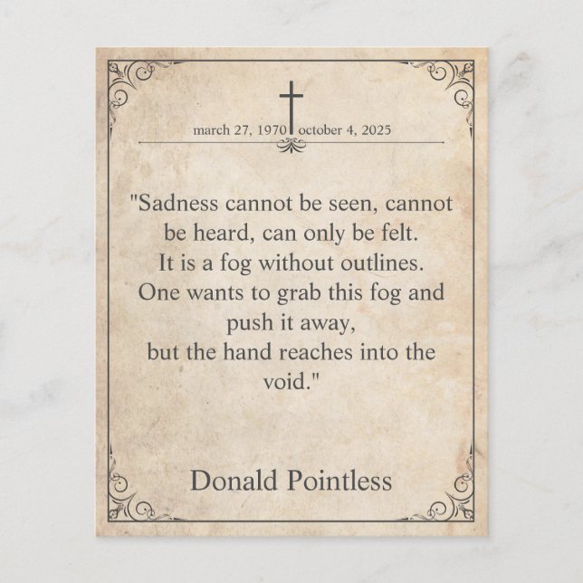 Traurigkeit kann nicht gesehen werden - Beerdigung (Vorderseite)