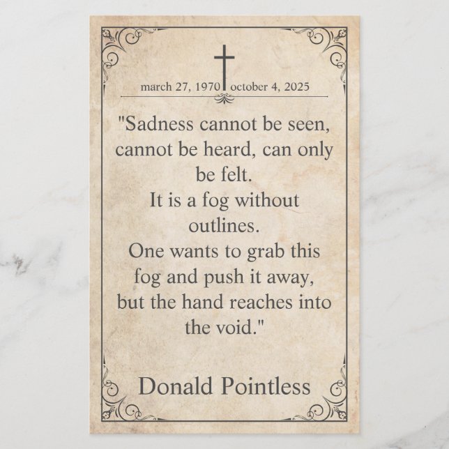 Traurigkeit kann nicht gesehen werden - Beerdigung (Vorderseite)