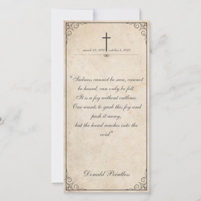 Traurigkeit kann nicht gesehen werden - Beerdigung (Vorderseite)