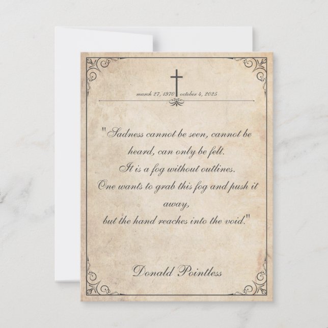 Traurigkeit kann nicht gesehen werden - Beerdigung (Vorderseite)