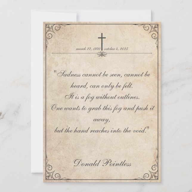 Traurigkeit kann nicht gesehen werden - Beerdigung (Vorderseite)