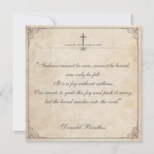 Traurigkeit kann nicht gesehen werden - Beerdigung (Vorderseite)